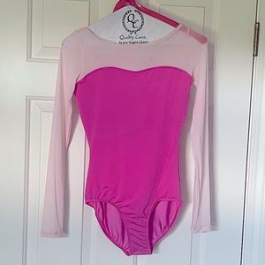 Mesh Long Sleeve Discount Dance Pink Leotard